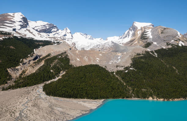 Aerial view of the Canadian Rockies stock photo