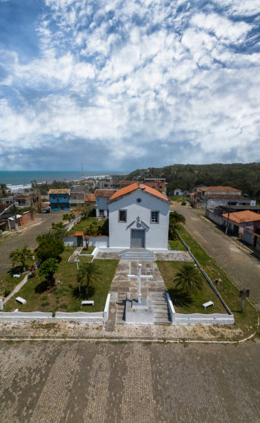 aerial view of the church of nossa senhora of escada in olivença ilhéus bahia brazil - olivença imagens e fotografias de stock