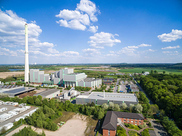 Aerial view of the garbage incinerating plant in Kamp-Lintfort, Germany stock photo