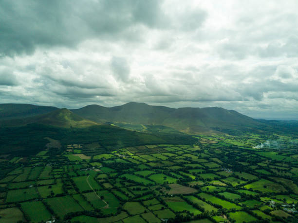 Aerial view of the Glen of Aherlow, Co. Tipperary, Ireland. stock photo