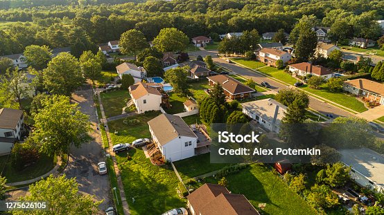 istock Aerial view of the houses in the suburban areas in Sayerville, New Jersey, USA. 1275626105
