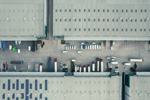 Aerial View of the Logistics and Distribution Center stock photo