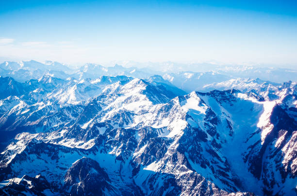 Aerial view of the mountains stock photo