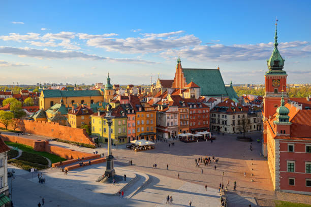 Aerial view of the old city in Warsaw. HDR - high dynamic range stock photo