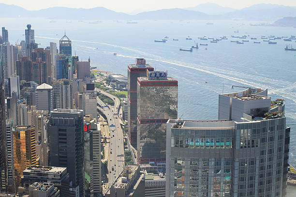 aerial view of the Sheung Wan at IFC stock photo