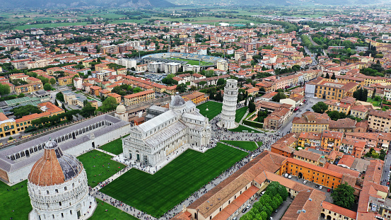 Aerial image of the Square of Miracles with Pisa