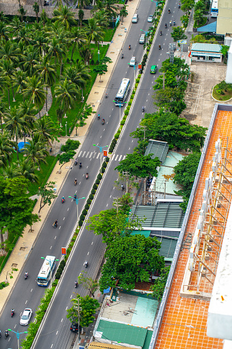 Aerial view of the urban traffic at Nha Trang, Vietnam