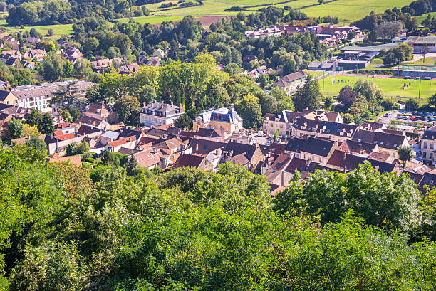Aerial view of the village of Chevreuse, France stock photo