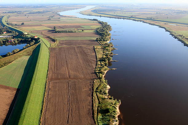 Aerial view of the Vistula river stock photo