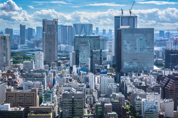 Aerial view of Tokyo from Tokyo Tower, Japan stock photo