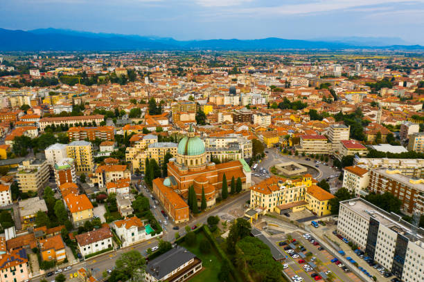 Aerial view of Udine city, Italy stock photo