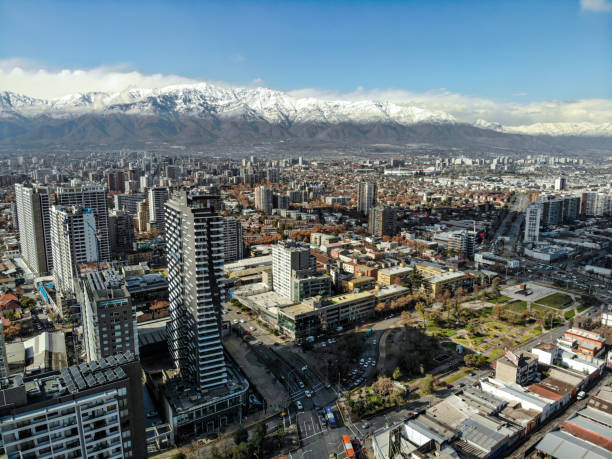 Aerial view of Ñuñoa district in Santiago Metropolitan Region, Chile stock photo