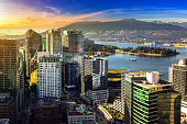 istock Aerial view of  Vancouver business district 1341174499