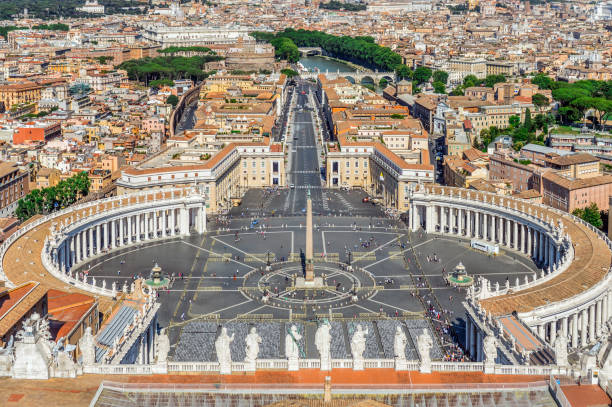 Aerial view of Vatican City stock photo