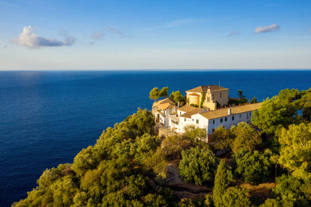 Aerial view on a greek monastery on Corfu stock photo