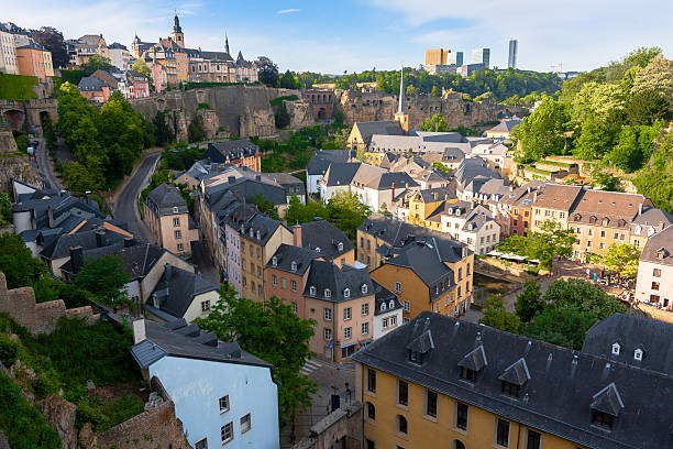 Aerial View over Luxembourg City stock photo