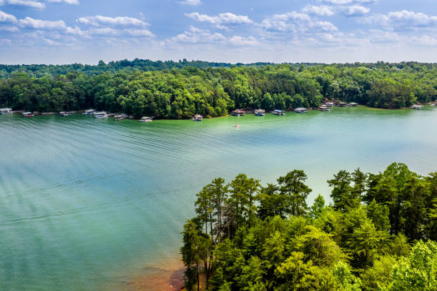 Aerial view water sports and boating in Lake Lanier stock photo