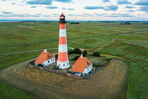 Aerial View Westerheversand Lighthouse Nordfriesland Germany