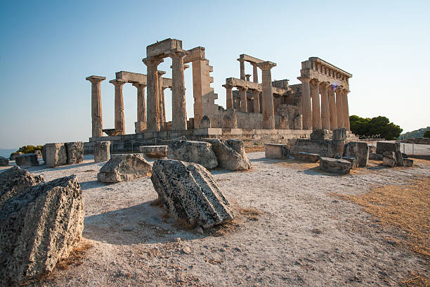 Afaia Temple, Aegina, Saronic Gulf, Greece stock photo