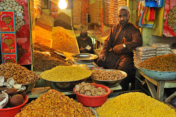 Afghan dry fruit and nuts seller, Kabul, Afghanistan stock photo