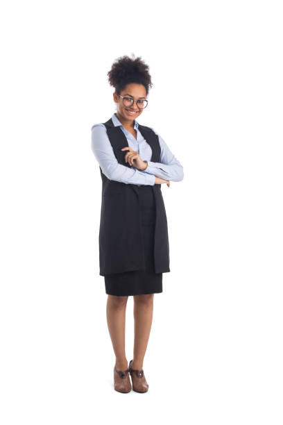 African American businesswoman on white stock photo