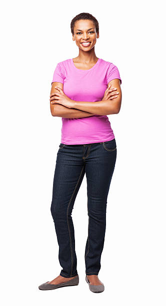 African American Woman Smiling With Arms Crossed - Isolated stock photo
