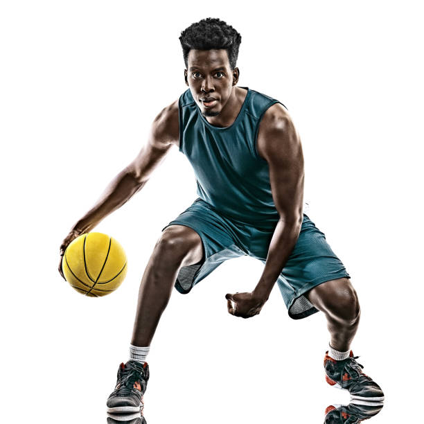 african basketball player young man isolated white background stock photo