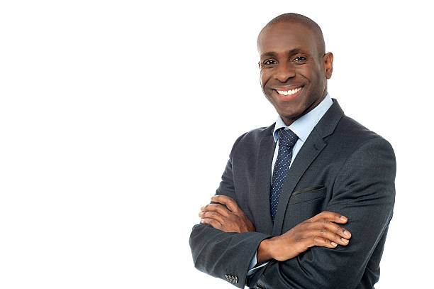 African businessman looking at camera stock photo
