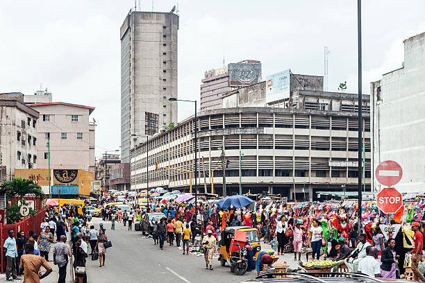 African city. Lagos, Nigeria. Lagos Island's commercial district. lagos nigeria stock pictures, royalty-free photos & images