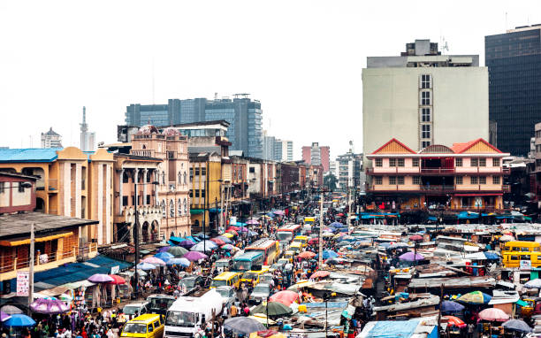 African city - Lagos, Nigeria. Balogun market, Lagos, Nigeria. lagos nigeria stock pictures, royalty-free photos & images