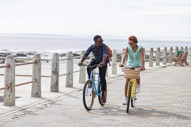 African hipster on their daily cycle stock photo