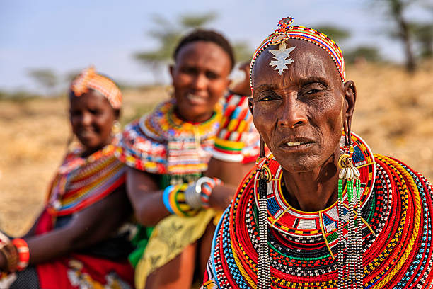 African women from Samburu tribe, Kenya, Africa stock photo