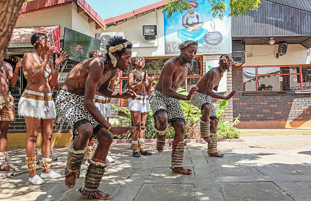 African zulu dancing stock photo