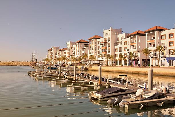 Agadir Marina Condos and Boats stock photo