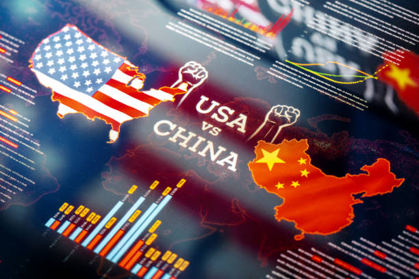 中国貿易戦争と制裁に対する米国 - 中国 ストックフォトと画像