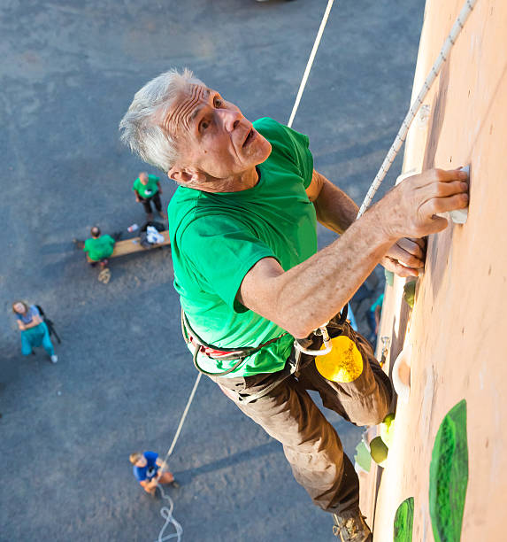 Aged Person Practicing Extreme Sport stock photo