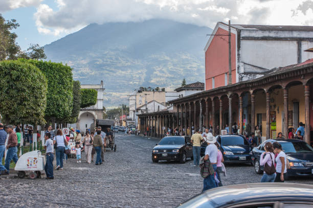 Agua Volcano, Antigua Guatemala stock photo