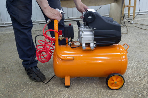 Air compressor is portable stock photo