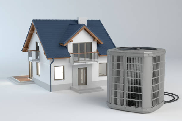 공기 열 펌프와 집 모델 - 받기 뉴스 사진 이미지