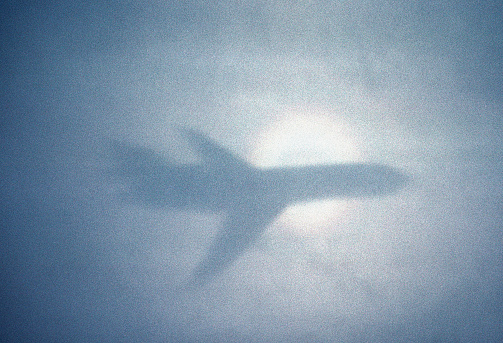 Aircraft - Boeing 727 Shadow on Clouds 1984. Scanned from Kodachrome 64 slide.