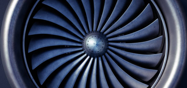 Aircraft jet engine turbine Close-up of aircraft jet engine turbine aerospace industry stock pictures, royalty-free photos & images