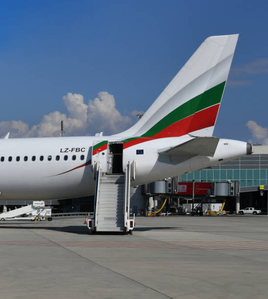 Larnaca, Cyprus - November 6. 2018. Aircraft of Bulgaria Air in airport stock photo