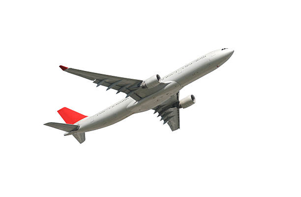 Airliner on white, climbing stock photo