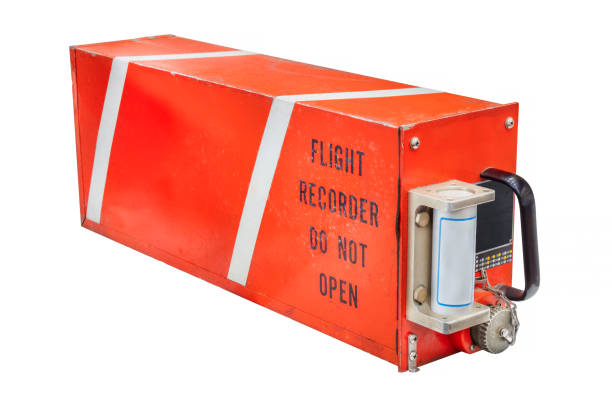 Airplane flight recorder isolated on white stock photo