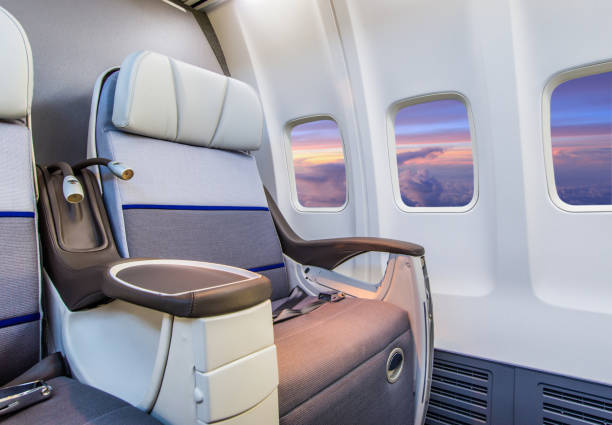 Airplane Interior Empty airplane seat seat stock pictures, royalty-free photos & images