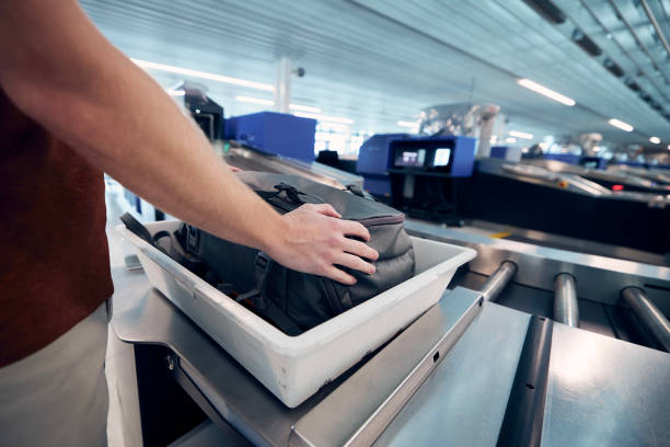 Airport security check stock photo