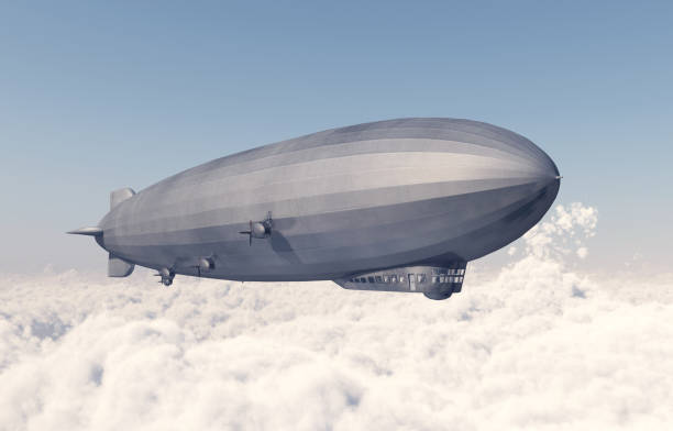 Airship over the clouds stock photo