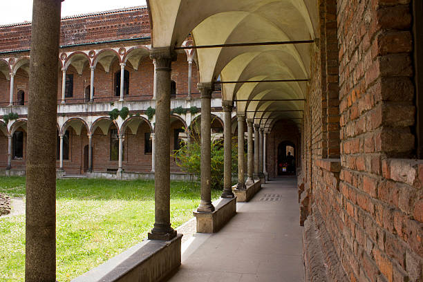 Aisle of the "Lavatory cloister" of the Università Statale stock photo