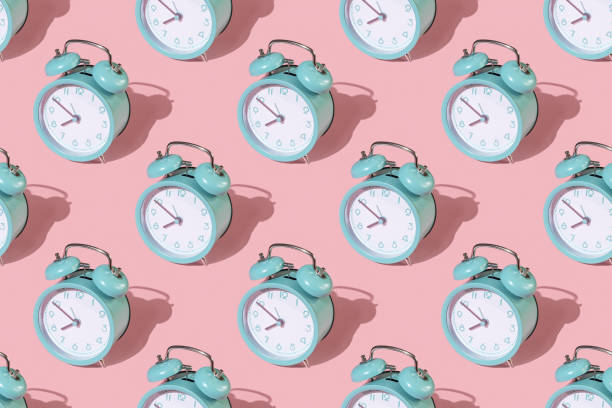Alarm clock. Clock seamless pattern.  deadline pastel stock pictures, royalty-free photos & images