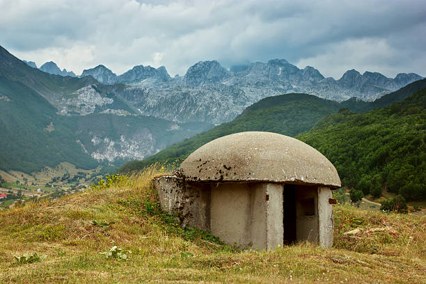 Albanian bunker View of Bunker in Albanian Alps bomb shelter stock pictures, royalty-free photos & images